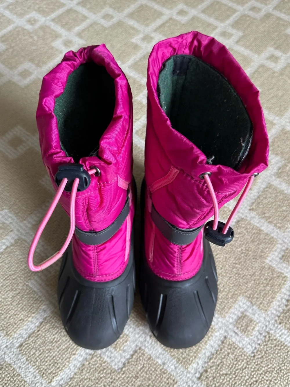 Sorel Flurry TP Insulated Waterproof Snow Boots Pink Black Girls Size 3